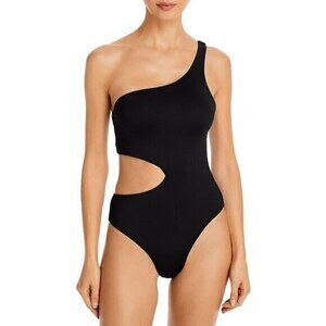 Aqua Black Asymmetrical Cutout One Piece Swimsuit